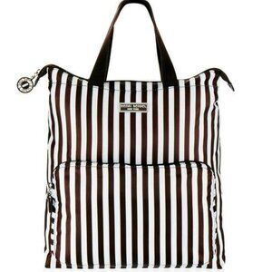 Henri Bendel Zip-Around Packable Backpack tote Brown Stripe Travel Bag